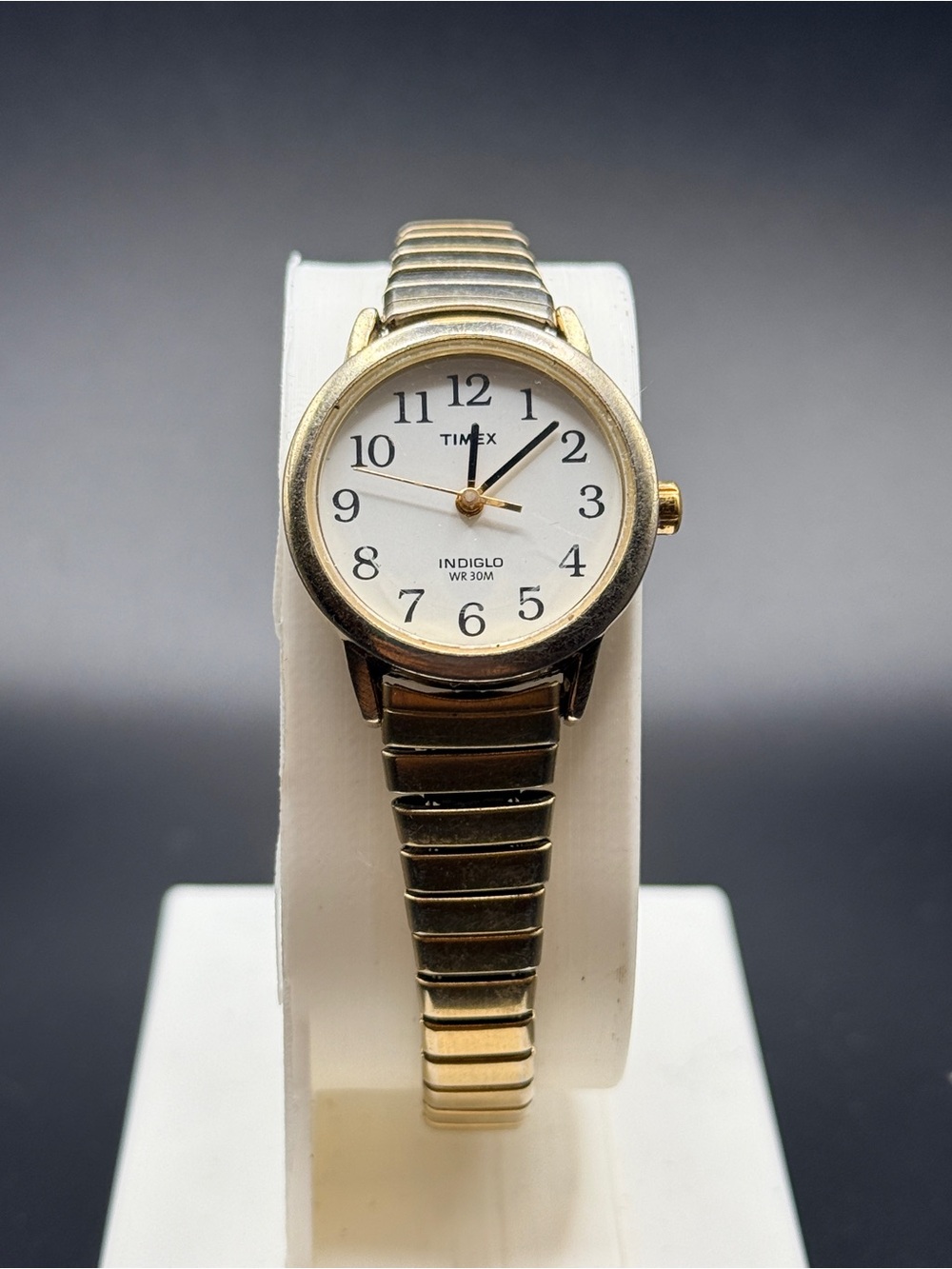 Vintage Timex Indiglo Ladies Watch Gold Expansion Band Stretch 26mm Working